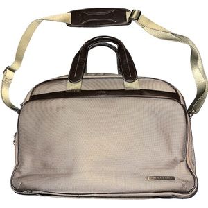 BRICS Pininfarina Nylon w Dark Brown Leather Trims Travel Organizer Briefcase